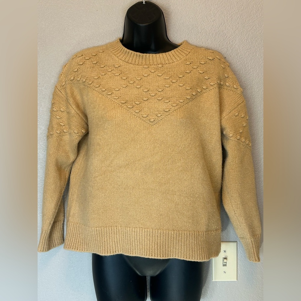 Rylee + Cru Yellow Textured Knit Crew-Neck Sweater Sz XS